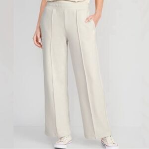Mate The Label Ivory Bone Organic Cotton Flat Front Wide Leg Sweatpants Medium
